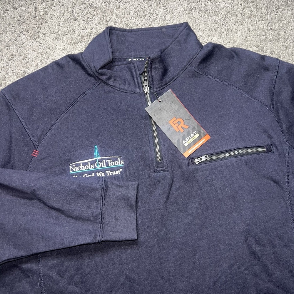New Ariat FR Sweater Gray Work Rev Quarter Zip‎ Pullover Flame Resistant Mens M